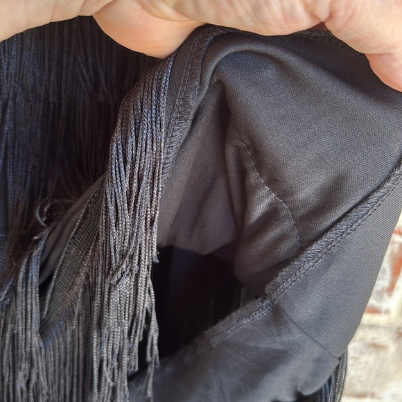 Spirit Black Midi Flapper Dress with Silver Fringe - Picture 5 of 6